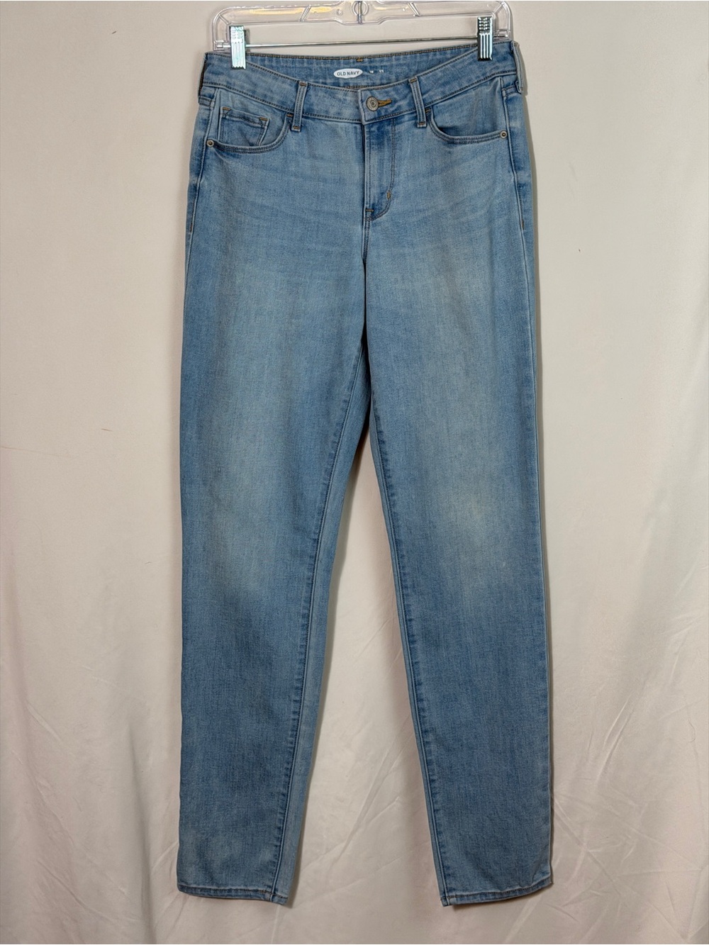 Old Navy Mid Rise Light Wash Power Slim Straight Jeans